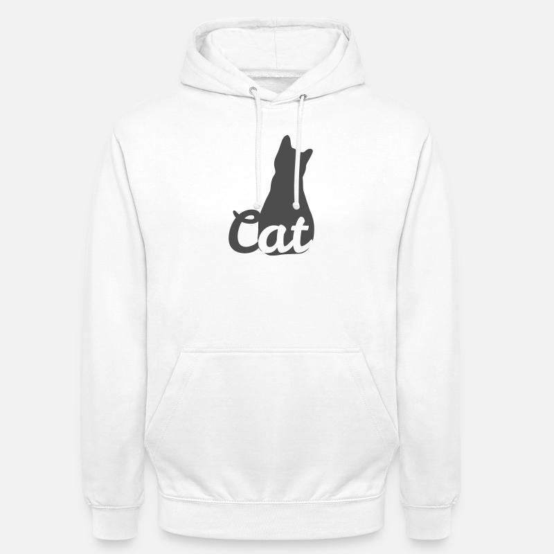 Silhouette de chat avec texte de chat - Sweat-shirt à capuche unisexe - blanc