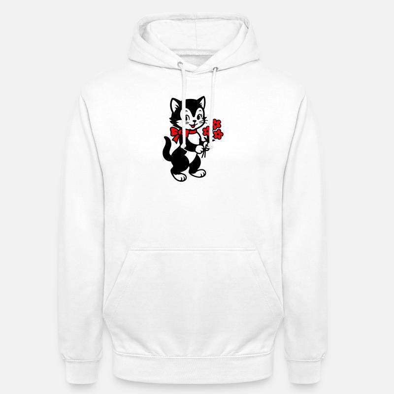 Chat noir avec ruban rouge - Sweat-shirt à capuche unisexe - blanc