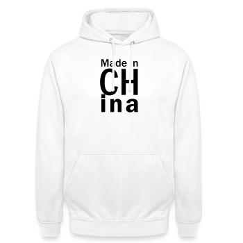 Fabriqué à CHina - Sweat-shirt à capuche unisexe - blanc - Devant - AI Model Male 185 dark (185cm) & AI Model Female 172 dark (172cm)