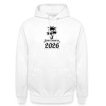 Grande Canarie 2026 - Sweat-shirt à capuche unisexe - blanc - Devant - AI Model Male 185 dark (185cm) & AI Model Female 172 dark (172cm)