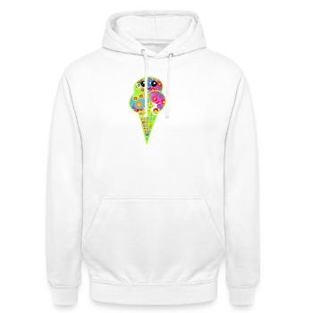 Retro Eis Vintage Kinder Kind 60er  - Unisex Hoodie - Weiß - Vorne - AI Model Male 185 dark (185cm) & AI Model Female 172 dark (172cm)