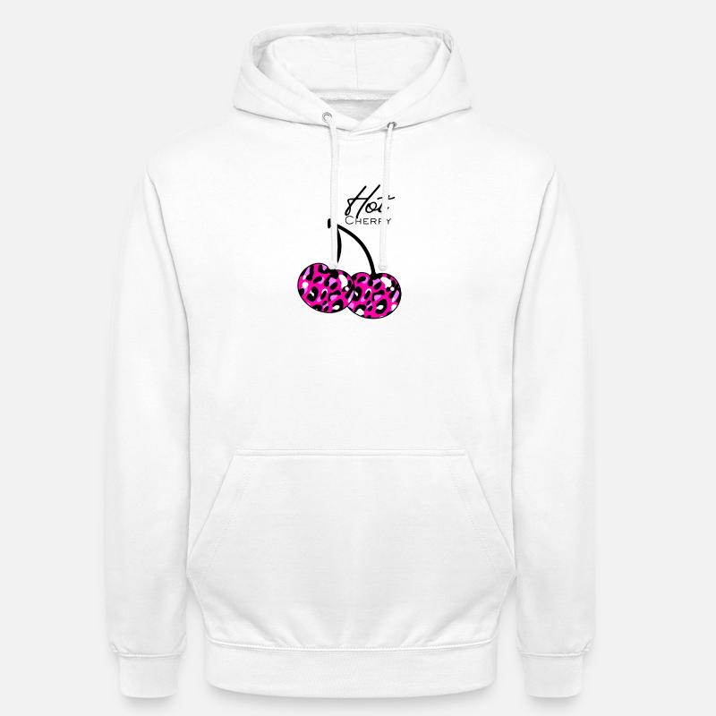 Pink leopard pattern cherry - Unisex Hoodie - white