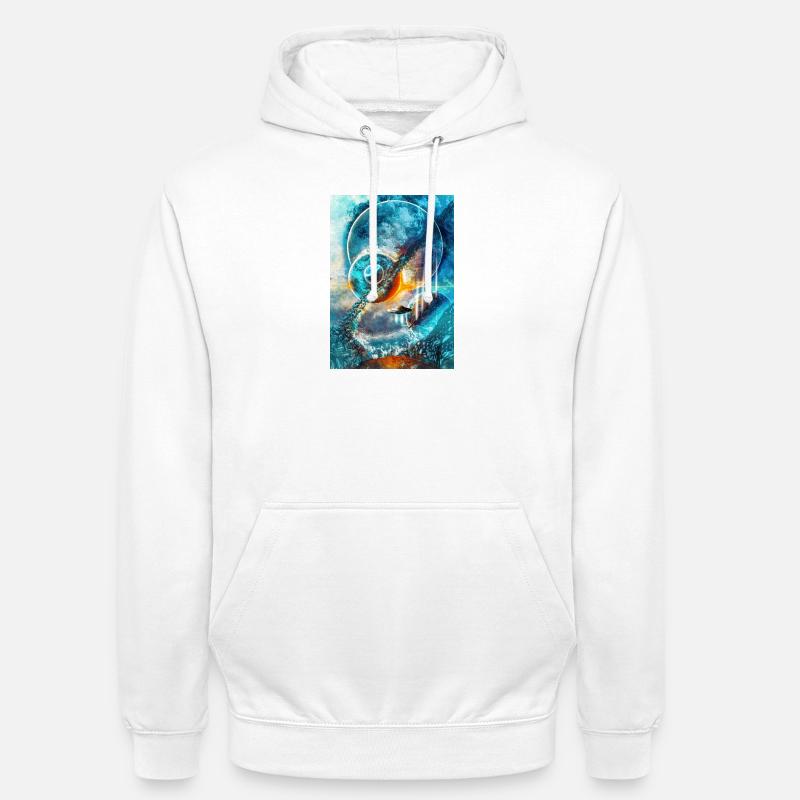 Blue Space Ring with Fire - Unisex Hoodie - white