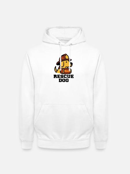 Fire Dog Rescue Dog Logo - Unisex Hoodie - white
