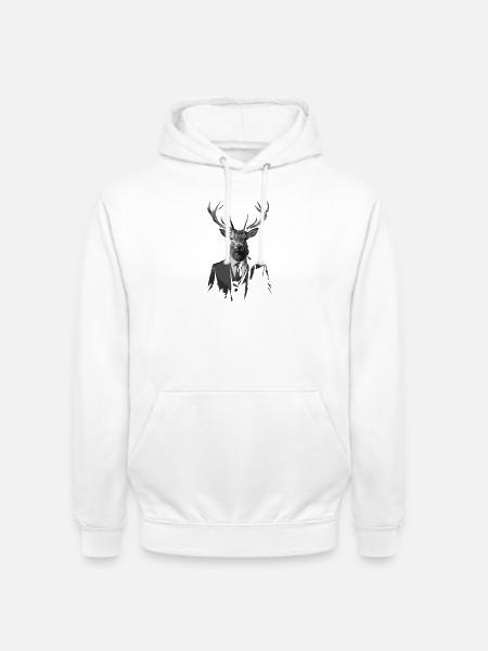 Reh im Anzug Porträt - Unisex Hoodie - Weiß