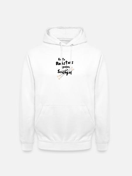 Echte Rockstars spielen mit Schlägel - Unisex Hoodie - Weiß