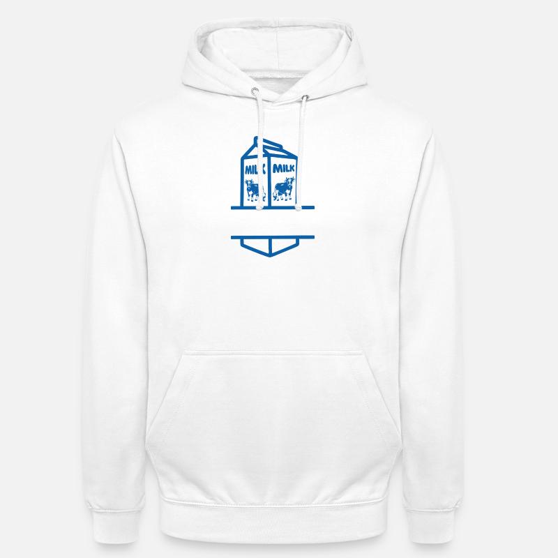 Blauer Milchkarton mit Kuh-eigenem Text - Unisex Hoodie - Weiß