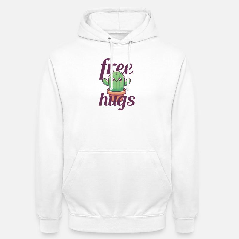 Cactus câlins gratuits - Sweat-shirt à capuche unisexe - blanc