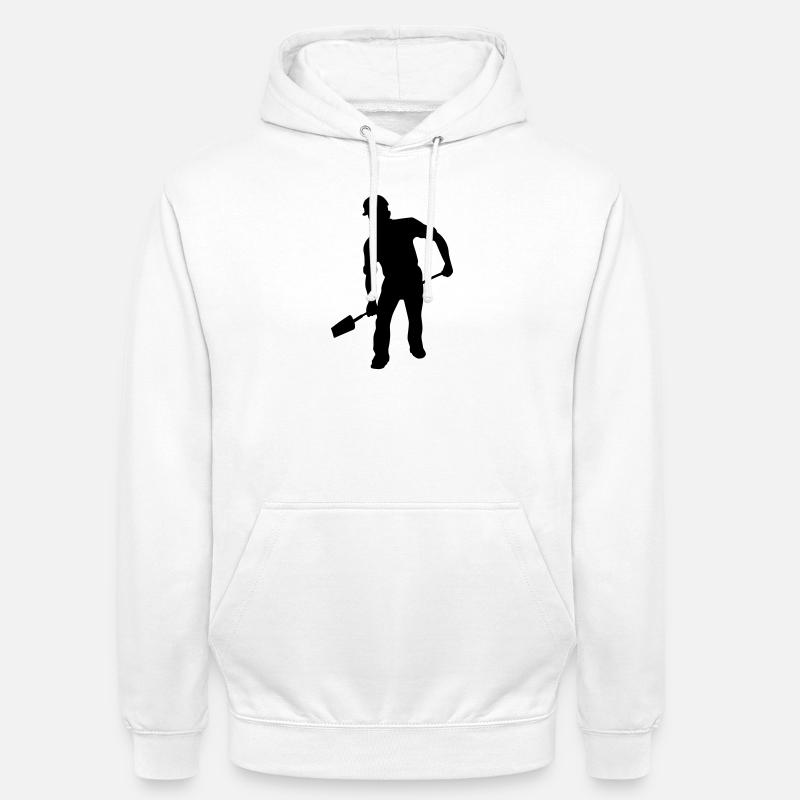 Bodenarbeiter mit der Schaufel – harte Arbeit - Unisex Hoodie - Weiß