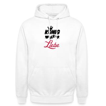 König der Liebe Paar Valentinstag Geschenk - Unisex Hoodie - Weiß - Vorne - AI Model Male 185 dark (185cm) & AI Model Female 172 dark (172cm)