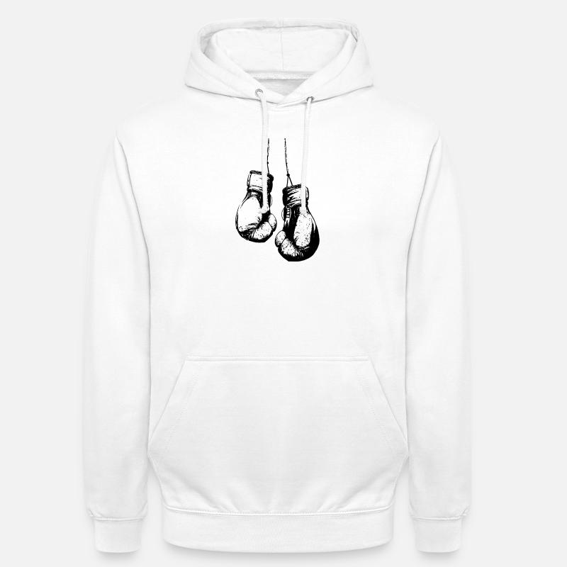 Gants de boxe suspendus noir - Sweat-shirt à capuche unisexe - blanc