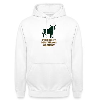 Taurus Star Sign - Astrology - Unisex Hoodie - white - Front - AI Model Male 185 dark (185cm) & AI Model Female 172 dark (172cm)