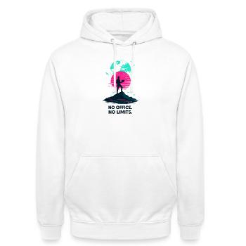 Télétravail Pas de bureau pas de limite - Sweat-shirt à capuche unisexe - blanc - Devant - AI Model Male 185 dark (185cm) & AI Model Female 172 dark (172cm)