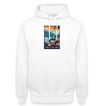 Tranquility in Locarno - Switzerland - Unisex Hoodie - white - Front - AI Model Male 185 dark (185cm) & AI Model Female 172 dark (172cm)