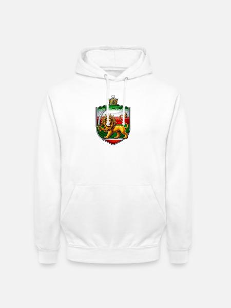 Löwe mit Schwert Wappen Persien - Unisex Hoodie - Weiß