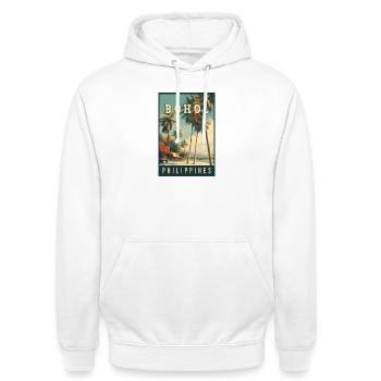 Découvrez l’île tropicale de Bohol aux Philippines - Sweat-shirt à capuche unisexe - blanc - Devant - AI Model Male 185 dark (185cm) & AI Model Female 172 dark (172cm)