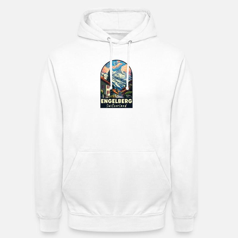 Explorez l’Alpine Engelberg en Suisse - Sweat-shirt à capuche unisexe - blanc