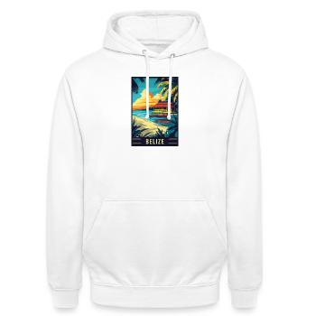 Entdecken Sie das tropische Paradies von Belize - Unisex Hoodie - Weiß - Vorne - AI Model Male 185 dark (185cm) & AI Model Female 172 dark (172cm)