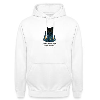 Katzenzauber im Sternenmantel - Unisex Hoodie - Weiß - Vorne - AI Model Male 185 dark (185cm) & AI Model Female 172 dark (172cm)