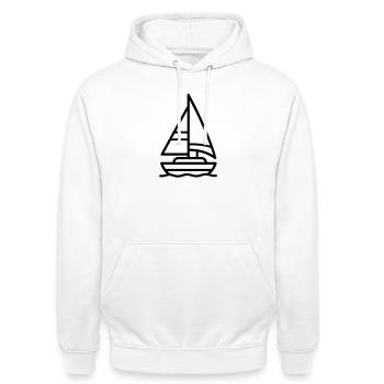 Segelschiff - Unisex Hoodie - Weiß - Vorne - AI Model Male 185 dark (185cm) & AI Model Female 172 dark (172cm)