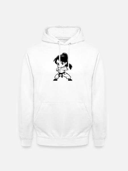Karate Mädchen Comic Look - Unisex Hoodie - Weiß