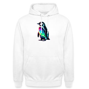 Manchot aurore boréale - Sweat-shirt à capuche unisexe - blanc - Devant - AI Model Male 185 dark (185cm) & AI Model Female 172 dark (172cm)