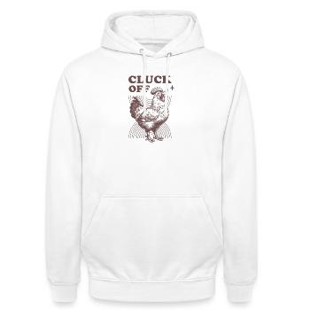 Poulet humoristique avec texte - Sweat-shirt à capuche unisexe - blanc - Devant - AI Model Male 185 dark (185cm) & AI Model Female 172 dark (172cm)