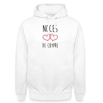 Hochzeit von Zypern 6 Jahre hochzeit - Unisex Hoodie - Weiß - Vorne - AI Model Male 185 dark (185cm) & AI Model Female 172 dark (172cm)