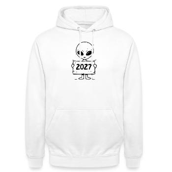 Petit extraterrestre - Sweat-shirt à capuche unisexe - blanc - Devant - AI Model Male 185 dark (185cm) & AI Model Female 172 dark (172cm)