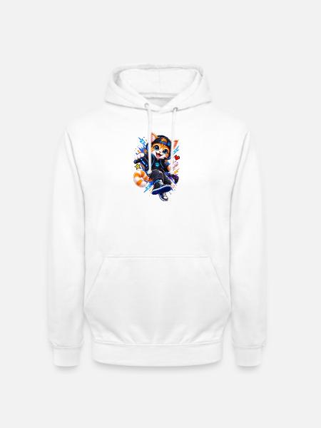 Gaming Katze – Gamer Cat - Unisex Hoodie - Weiß