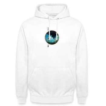 Atemberaubende Quallen schweben am Himmel - Unisex Hoodie - Weiß - Vorne - AI Model Male 185 dark (185cm) & AI Model Female 172 dark (172cm)