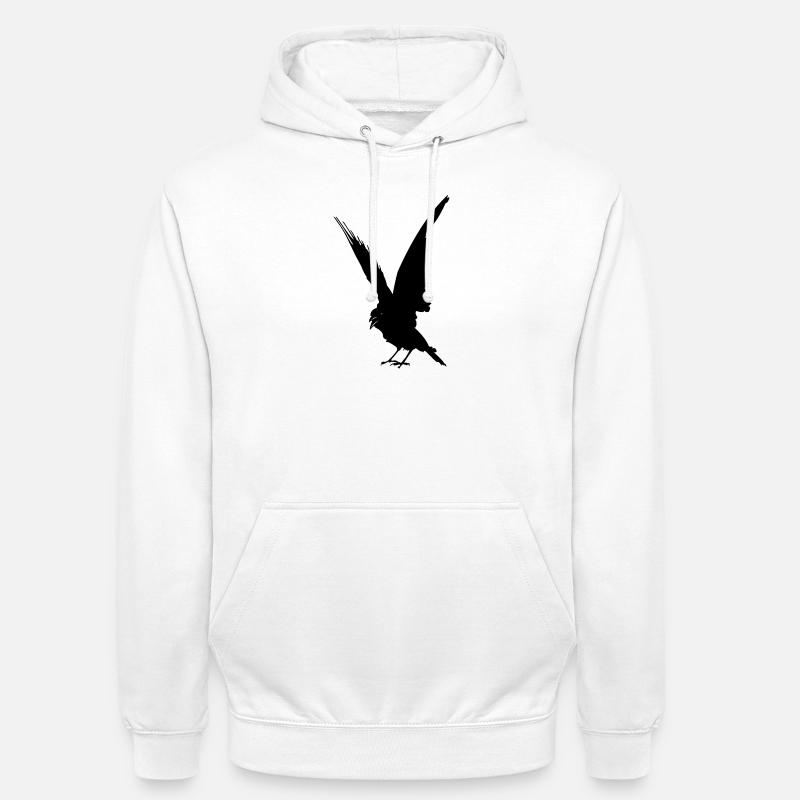 Schwarze Vogelkrähe oder Rabenschattenfigur - Unisex Hoodie - Weiß