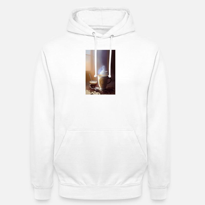 Caffè, chicchi di caffè - Felpa con cappuccio unisex - bianco