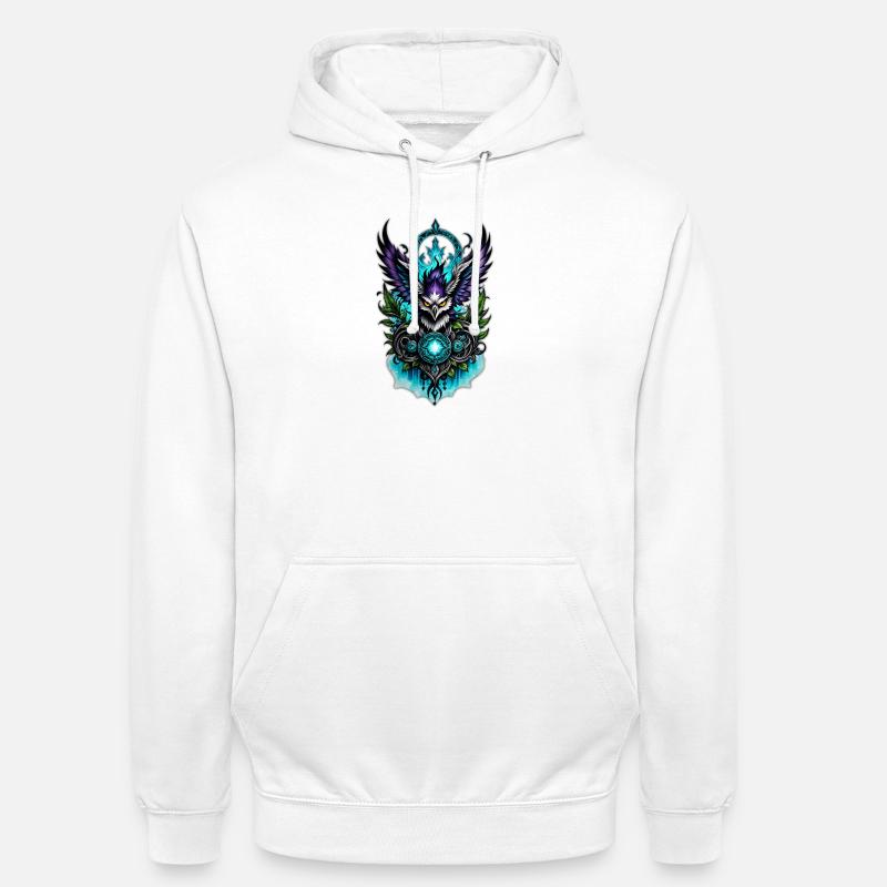 Hibou avec des éléments magiques. - Sweat-shirt à capuche unisexe - blanc