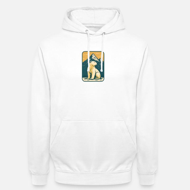 Ours polaire devant le paysage de montagne - Sweat-shirt à capuche unisexe - blanc
