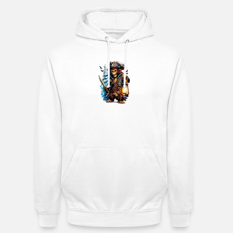 Singe pirate avec lanterne et épée - Sweat-shirt à capuche unisexe - blanc
