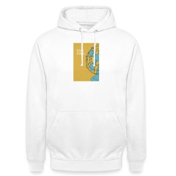 Stay Cool – Modernes Ventilator Poster - Unisex Hoodie - Weiß - Vorne - AI Model Male 185 dark (185cm) & AI Model Female 172 dark (172cm)