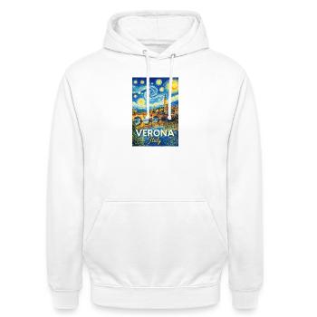 Vérone, Italie - Sweat-shirt à capuche unisexe - blanc - Devant - AI Model Male 185 dark (185cm) & AI Model Female 172 dark (172cm)
