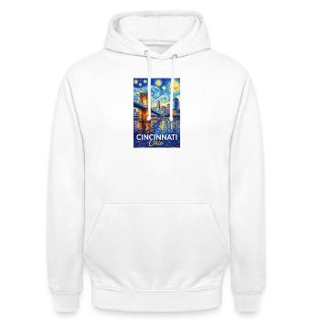 Cincinnati, Ohio - Unisex Hoodie - white - Front - AI Model Male 185 dark (185cm) & AI Model Female 172 dark (172cm)
