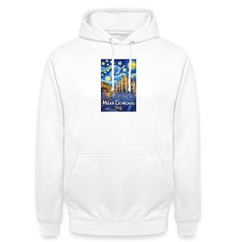 Milan Cathedral Starry Night - Unisex Hoodie - white - Front - AI Model Male 185 dark (185cm) & AI Model Female 172 dark (172cm)