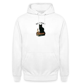 Stille Magie Katze - Unisex Hoodie - Weiß - Vorne - AI Model Male 185 dark (185cm) & AI Model Female 172 dark (172cm)