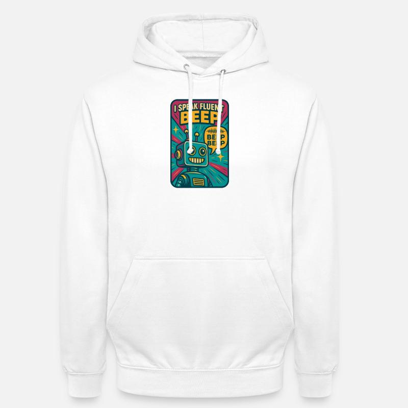 Bip fluide | Robot Science-Fi Nerd - Sweat-shirt à capuche unisexe - blanc