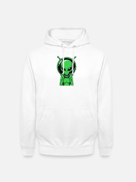Grüner Alien Außerirdischer Science Fiction - Unisex Hoodie - Weiß