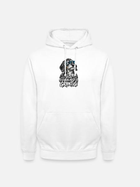 Grantiger Hund mit Brille - Unisex Hoodie - Weiß