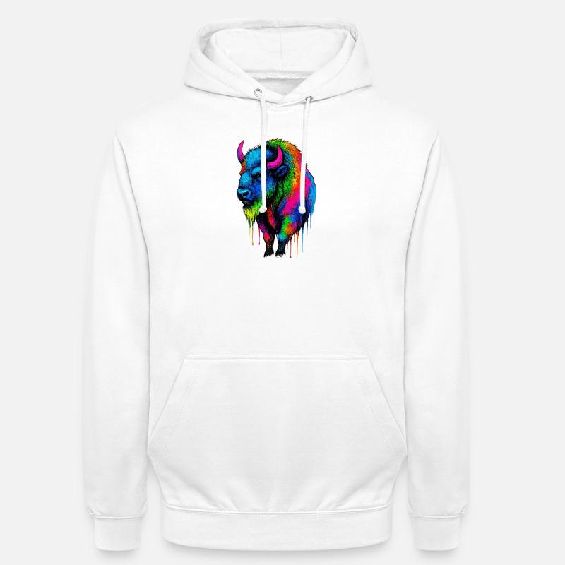 Bunter Bison Farbexplosion - Unisex Hoodie - Weiß