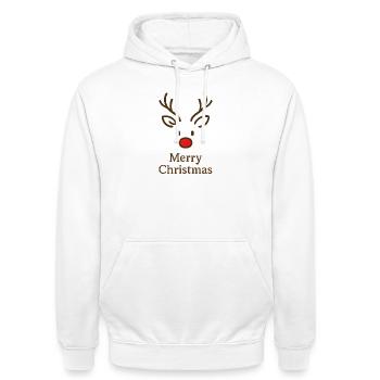 Rentierkopf Merry Christmas - Unisex Hoodie - Weiß - Vorne - AI Model Male 185 dark (185cm) & AI Model Female 172 dark (172cm)