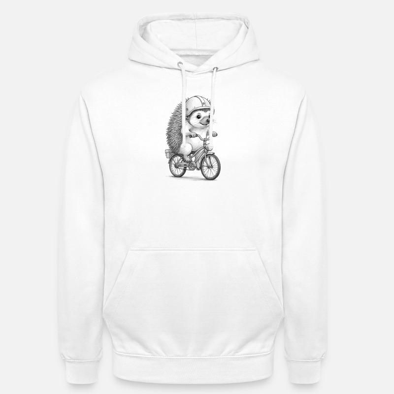 Cavalier hérisson sur un vélo vintage - Sweat-shirt à capuche unisexe - blanc