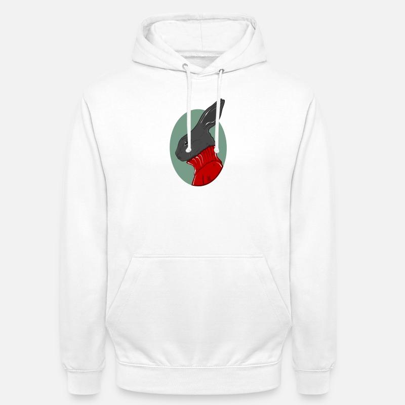 Hase mit rotem Pullover - Unisex Hoodie - Weiß