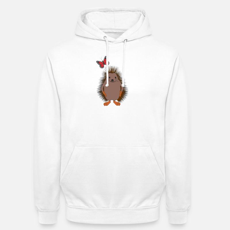 Doux hérisson & papillon – Gentillesse - Sweat-shirt à capuche unisexe - blanc
