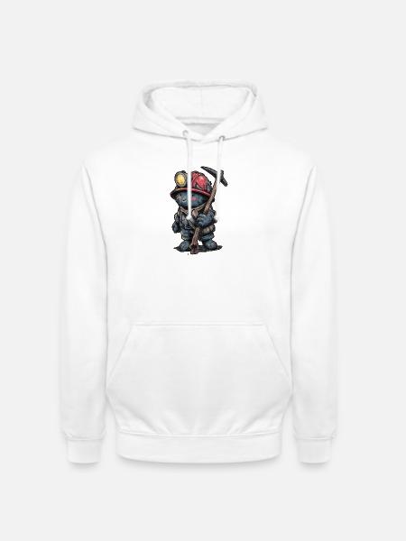 Bergmann Kumpel mit Helm und Grubenlampe - Unisex Hoodie - Weiß